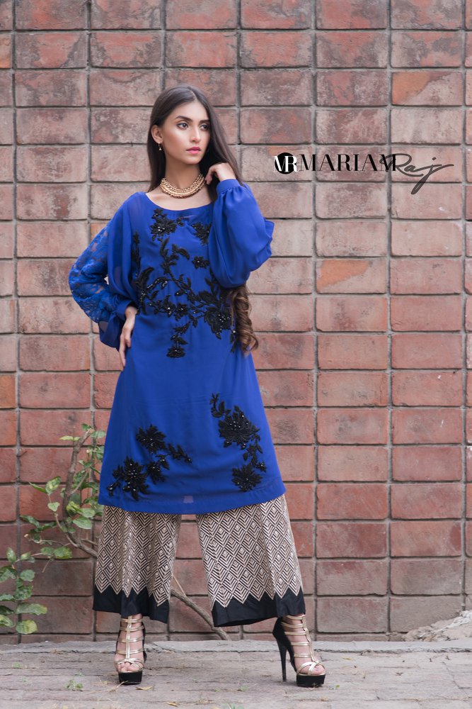 Sapphire Glow-Embellished Party Wear Outfit with Culottes