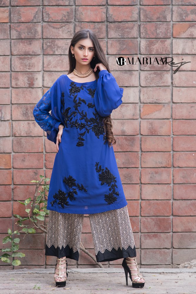 Sapphire Glow-Embellished Party Wear Outfit with Culottes
