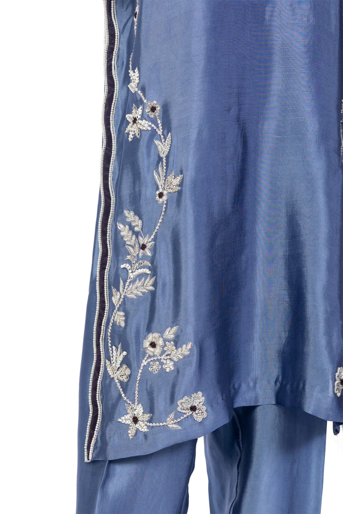 Abeera – Buy Luxury Steel Blue Sheesha Silk Outfit for Parties & Eid