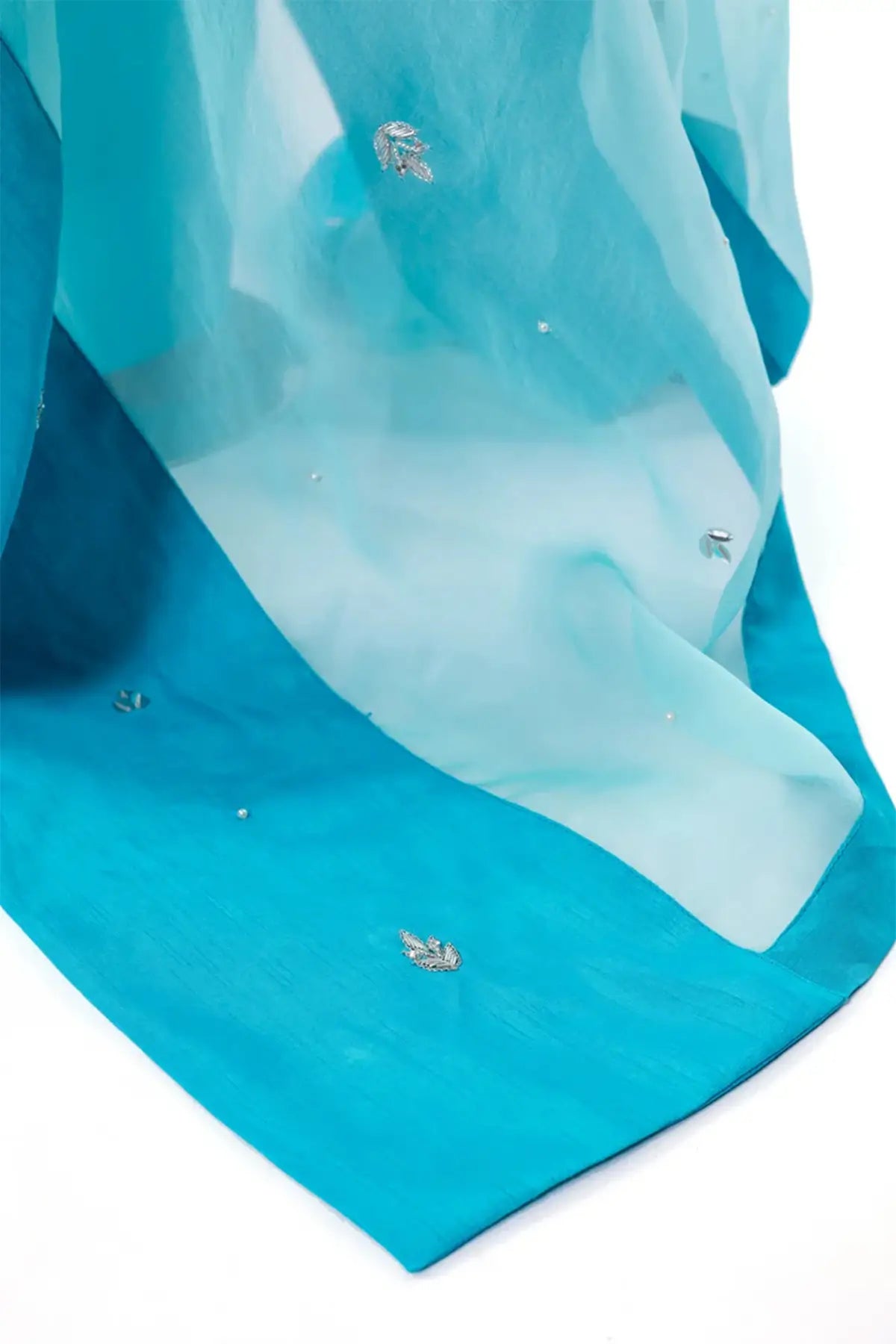 Aira- Festive Blue Korean Silk Shirt and Farshi Shalwar Dress Online