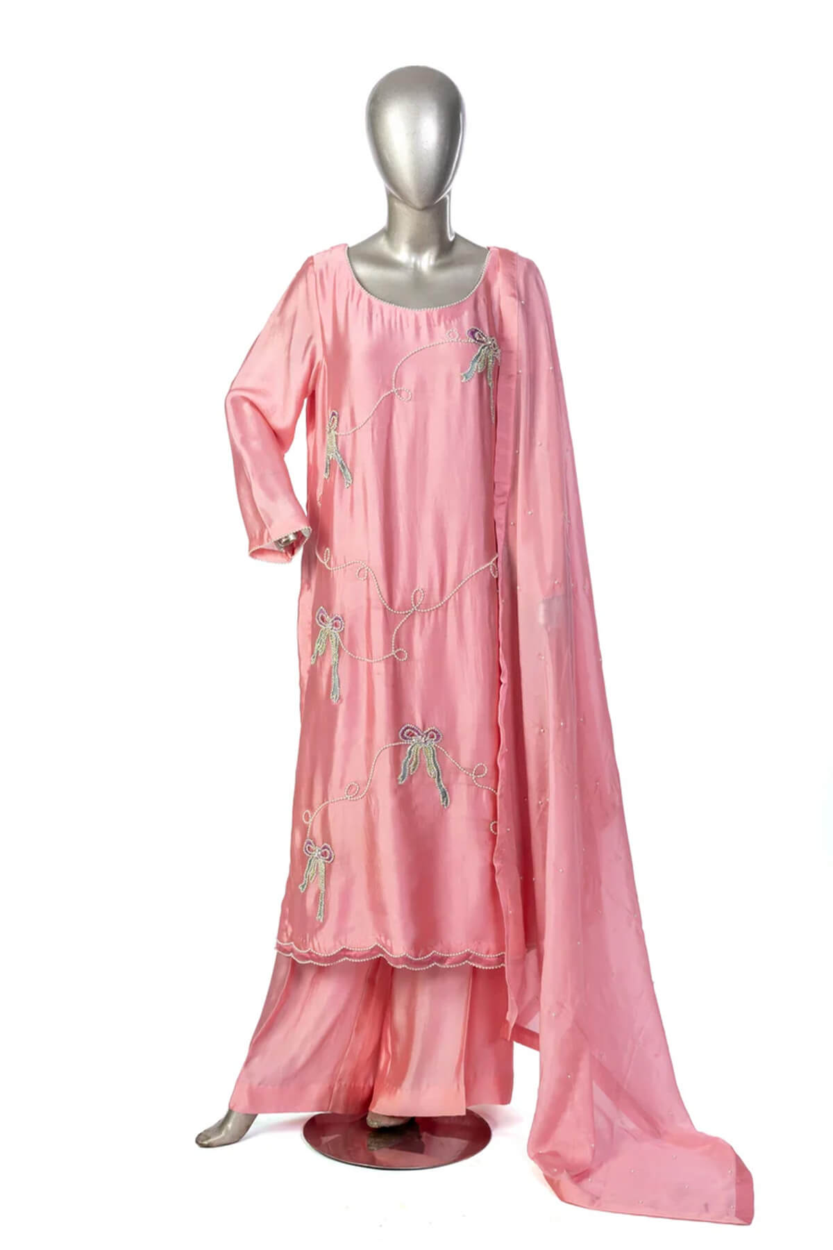 Aleiza – Pink Pure Sheesha Silk Embroidered Suit for Festive Occasions