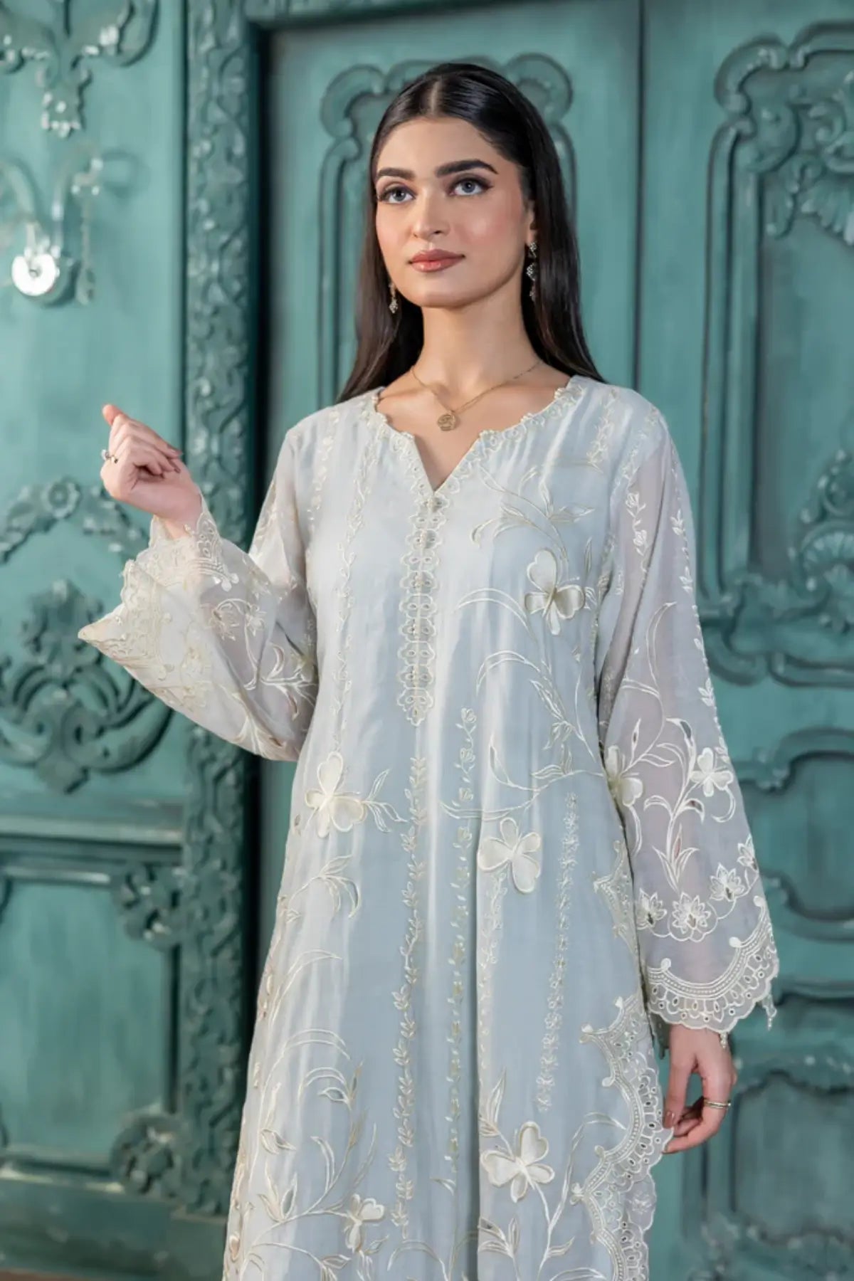 Amara – Order Stylish Pastel Blue Stitched Suit with Dupatta Online
