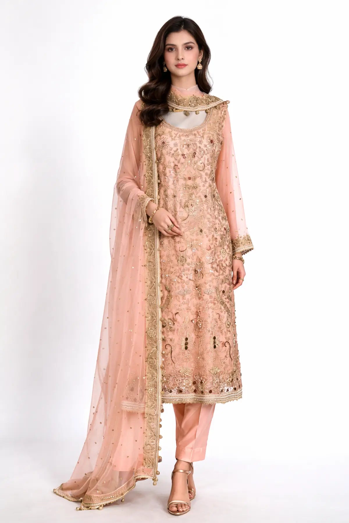 Amber- Pure Chiffon Pakistani Wedding Outfit