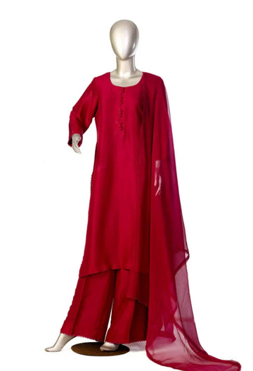 Anaya-Stunning Maroon Raw Silk Suit with Dupatta