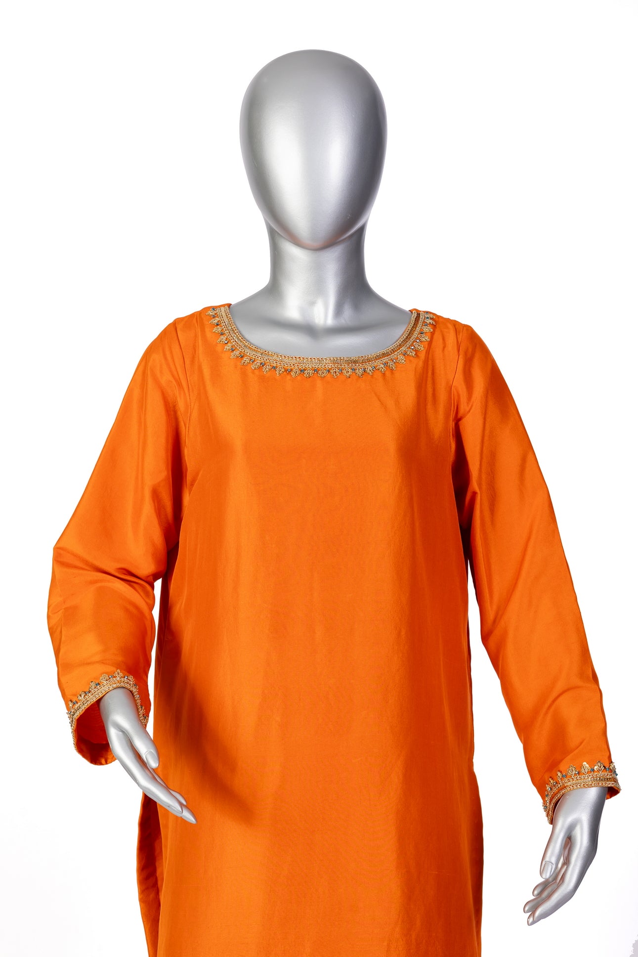 Anosha Premium Orange Pure Silk Suit with Organza Dupatta by MariamRaj