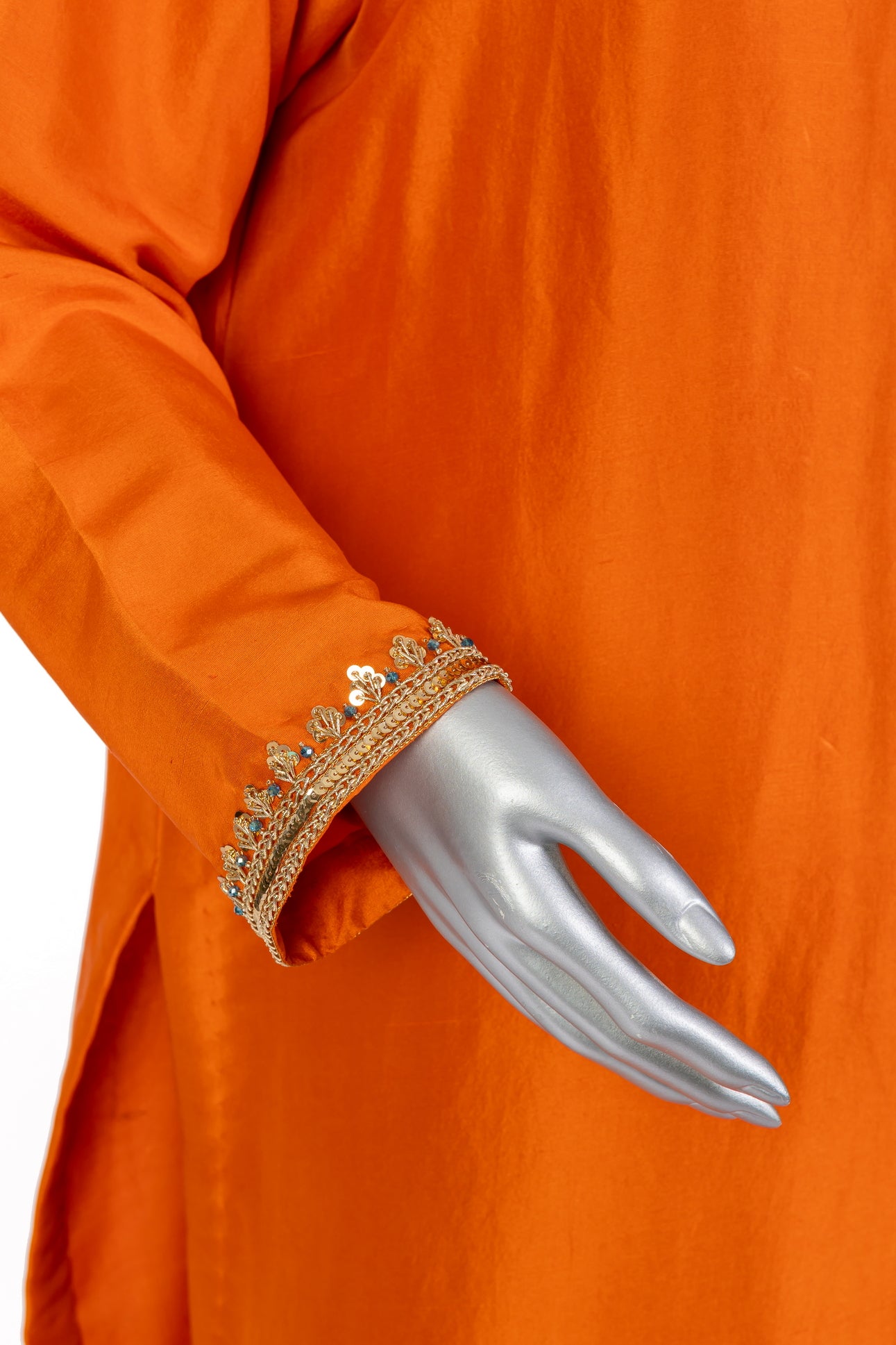 Anosha Premium Orange Pure Silk Suit with Organza Dupatta by MariamRaj