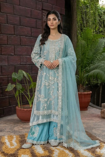 Avelin – Luxury Teal Pakistani Formal Suit with Hand Embellishment for Canada