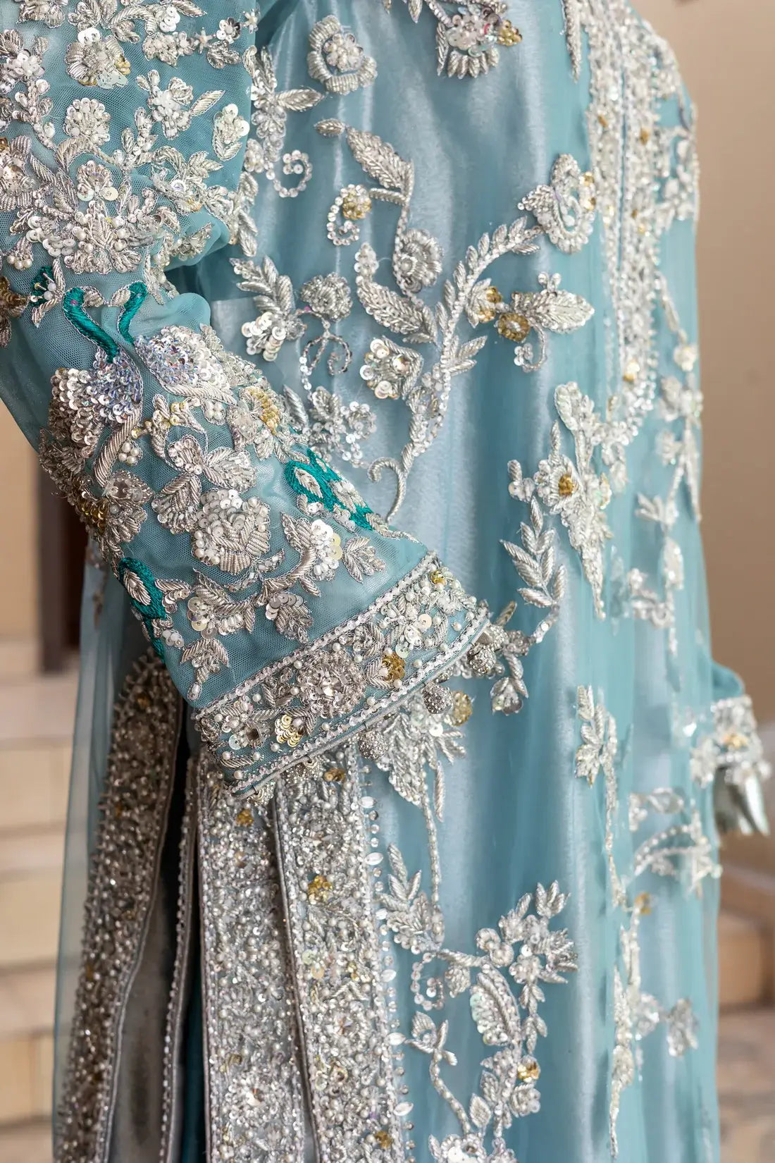 Avelin – Luxury Teal Pakistani Formal Suit with Hand Embellishment for Canada