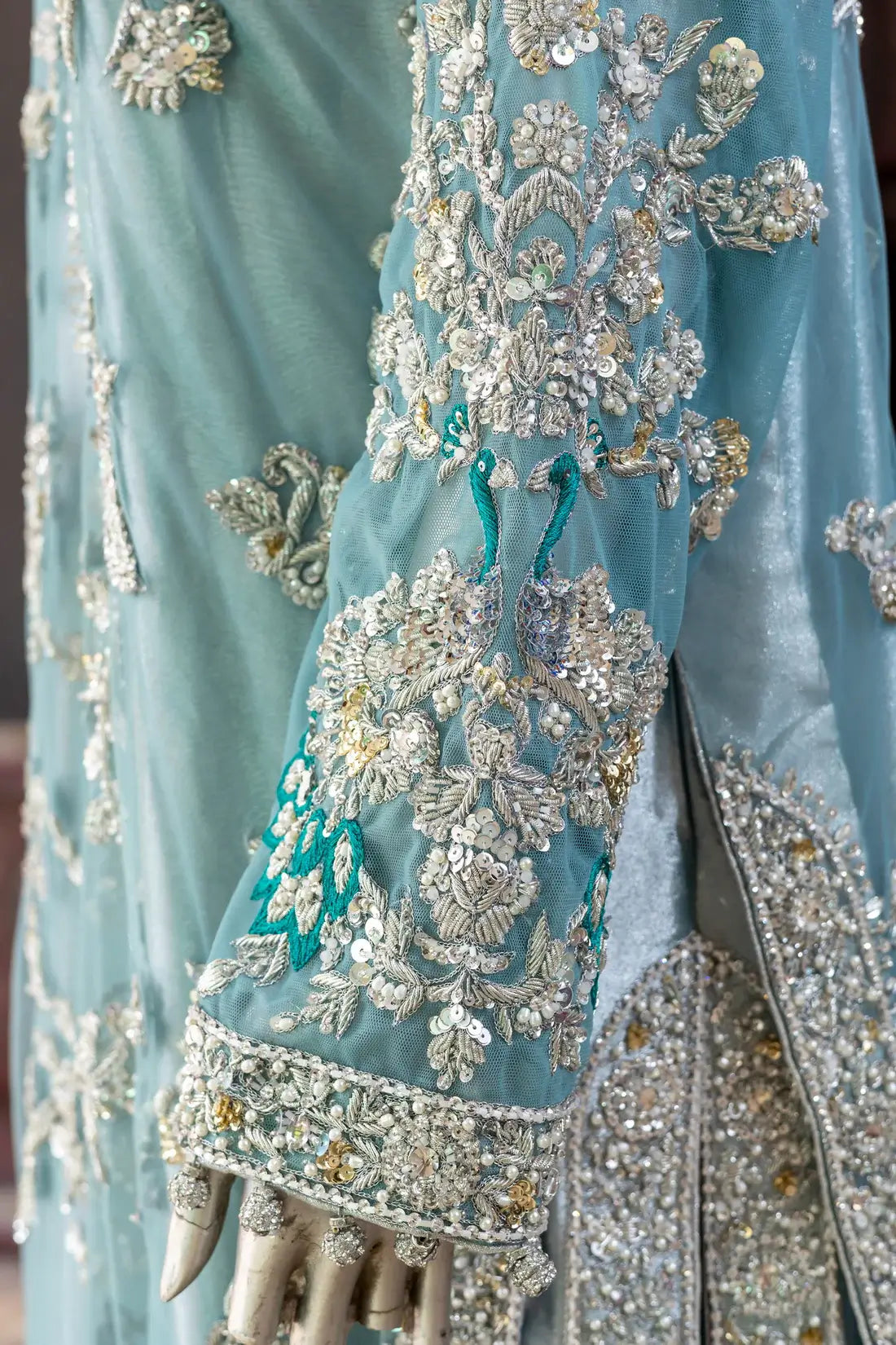 Avelin – Luxury Teal Pakistani Formal Suit with Hand Embellishment for Canada
