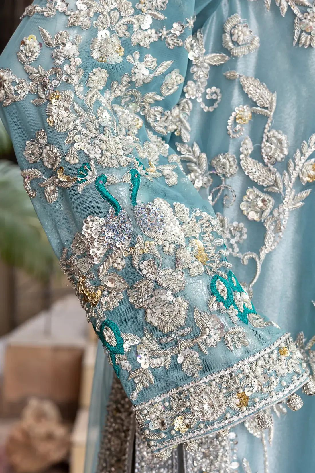 Avelin – Luxury Teal Pakistani Formal Suit with Hand Embellishment for Canada