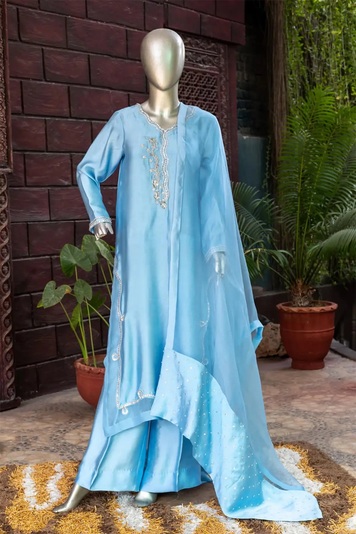 Ayat – Embroidered Pakistani Sheesha Silk Outfit for Festive Wear USA