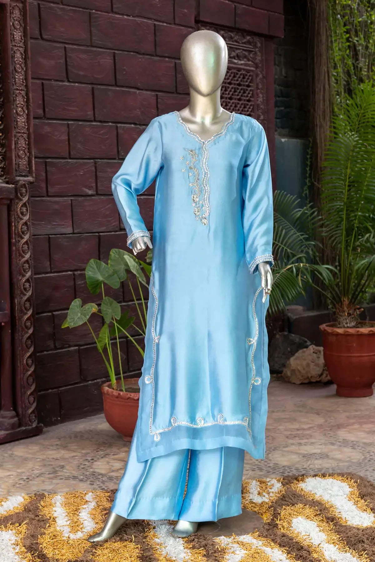 Ayat – Embroidered Pakistani Sheesha Silk Outfit for Festive Wear USA