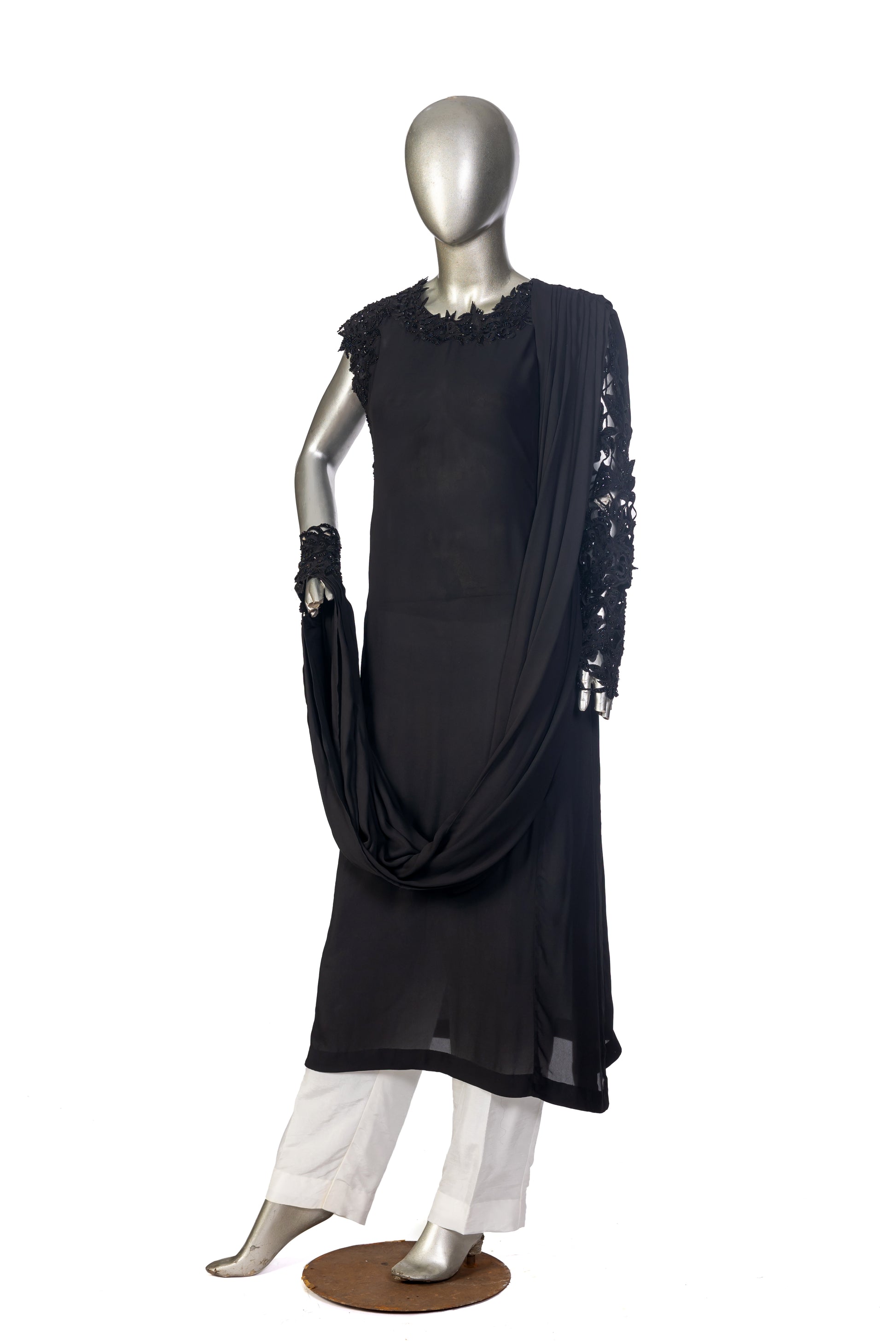 Ayra Black Georgette Shirt and Korean Pants Casual Party Outfit by MariamRaj
