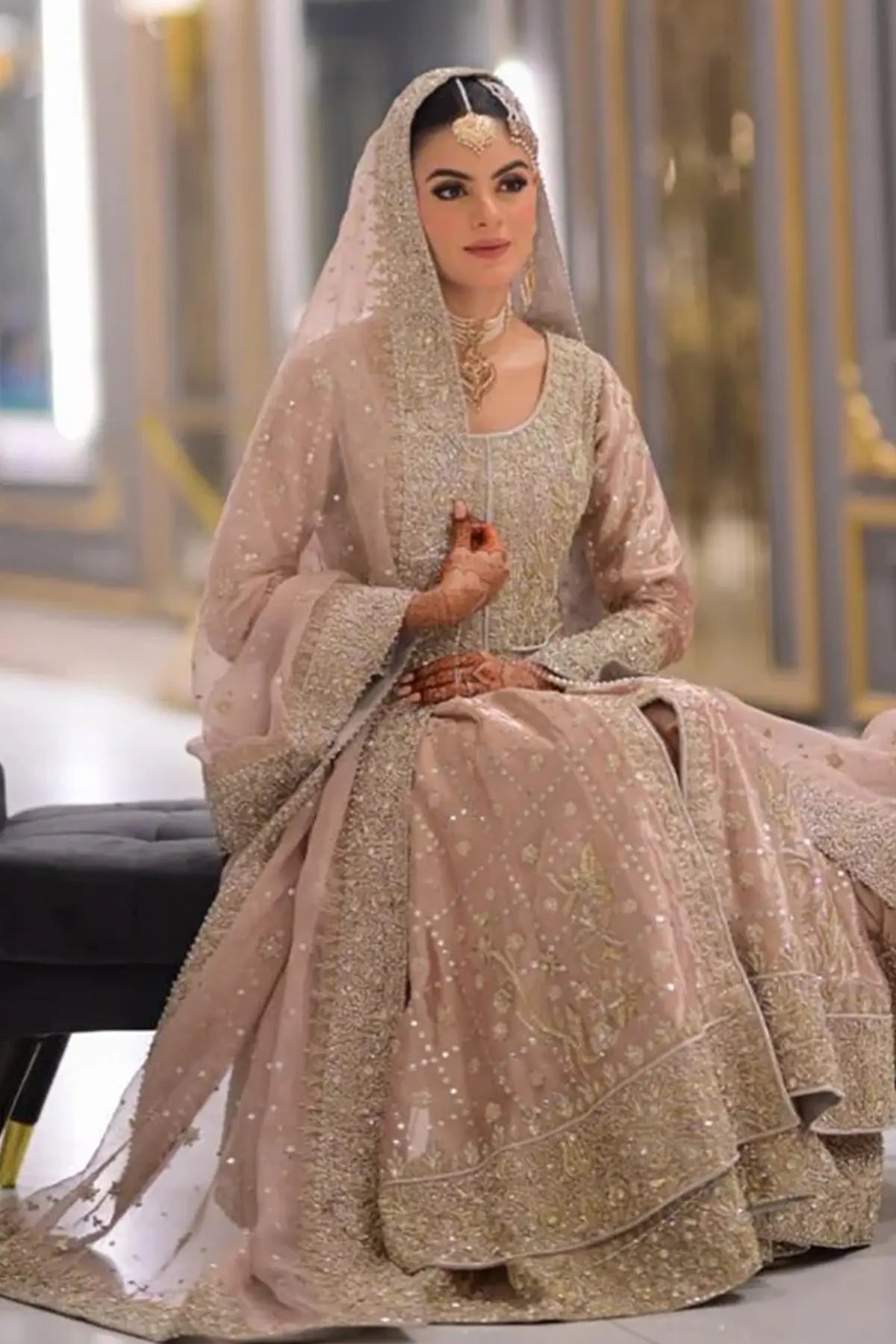 Blush Rose – Soft Pink Pakistani Bridal Lehenga for Reception | Designer Wear by MariamRaj