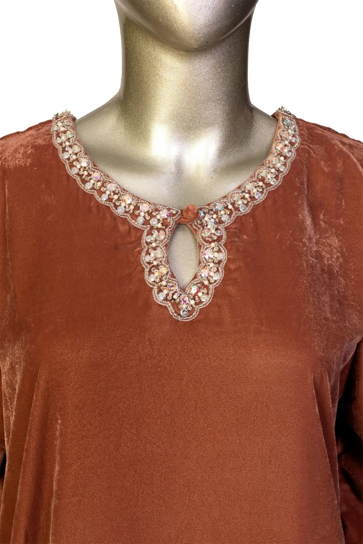 Caramel Elegance- Pakistani Designer Velvet Partywear