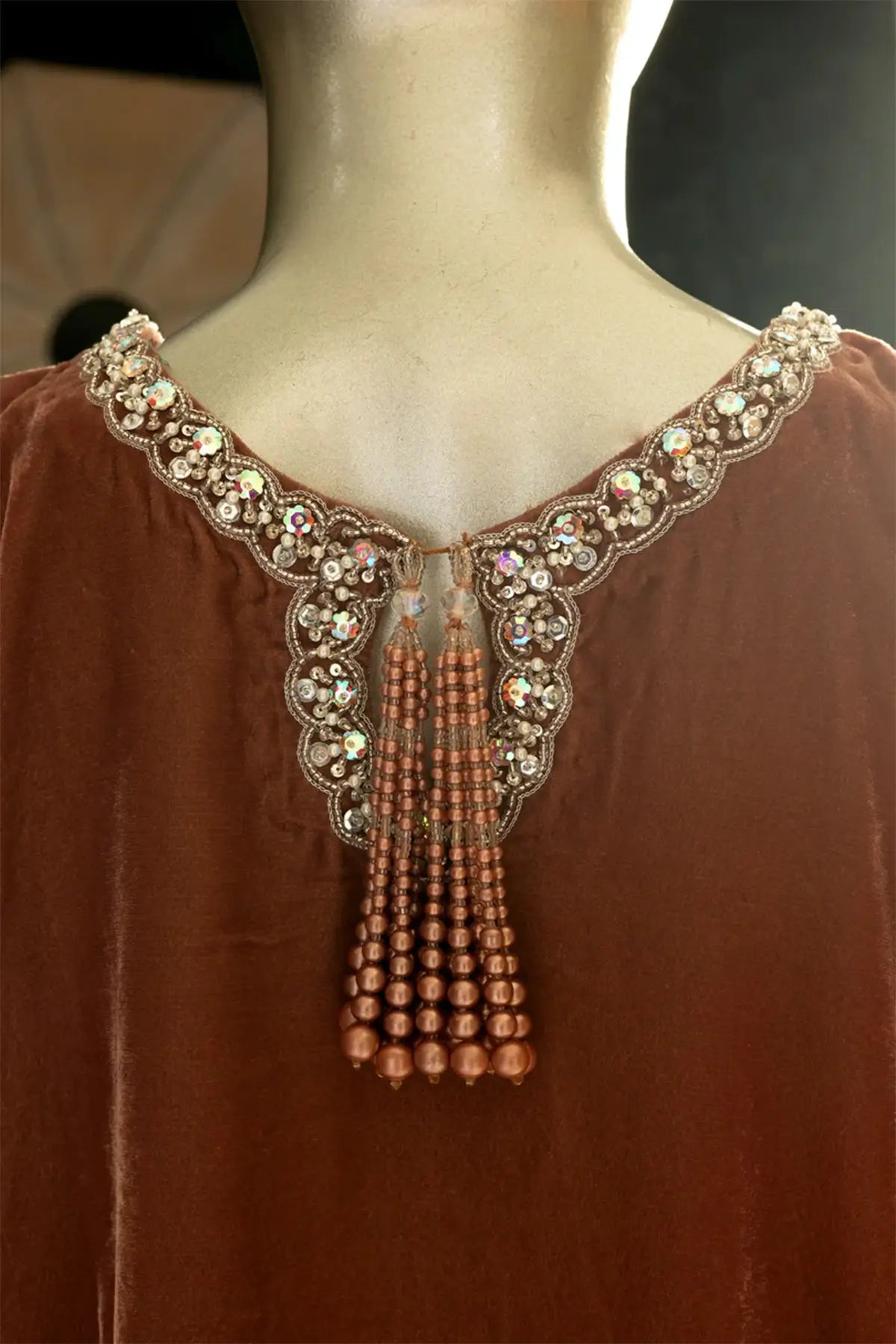 Caramel Elegance- Pakistani Designer Velvet Partywear