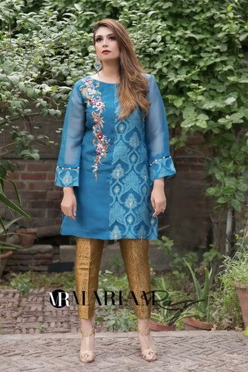 Celestial-Graceful Embroidered Shirt with jamawar Pants