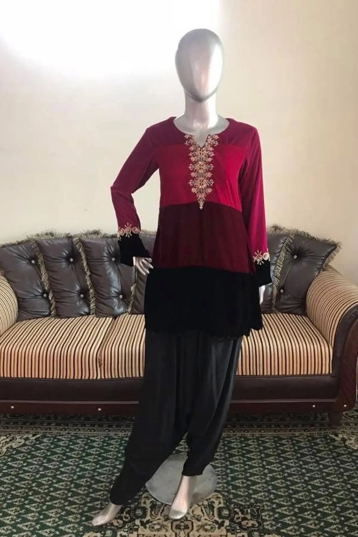 Cherry- Stylish Multi-Colored Velvet Shirt for Special Occasions