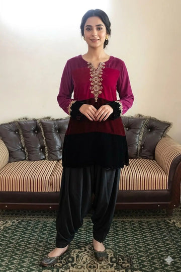 Cherry- Stylish Multi-Colored Velvet Shirt for Special Occasions