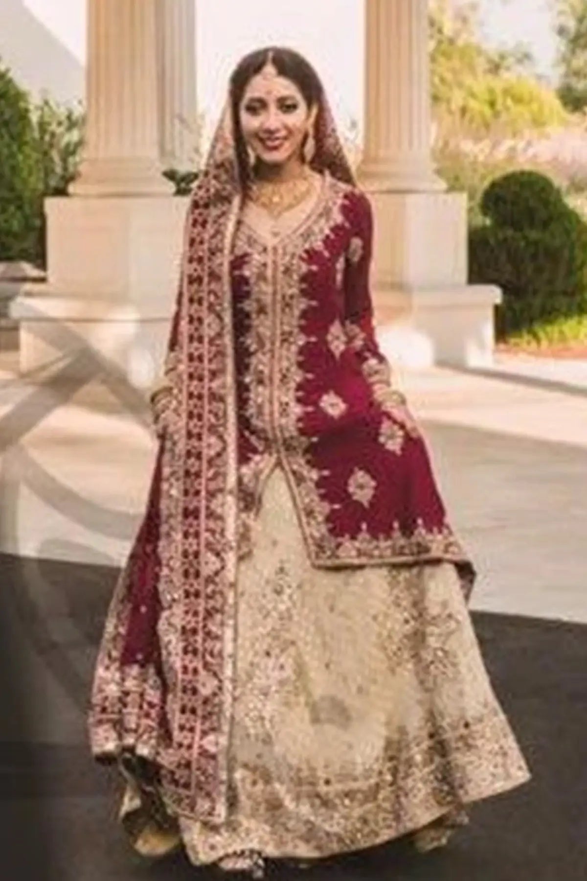 Crimson Radiance – Deep Red Bridal Lehenga for Pakistani Weddings | Designer Wear by MariamRaj