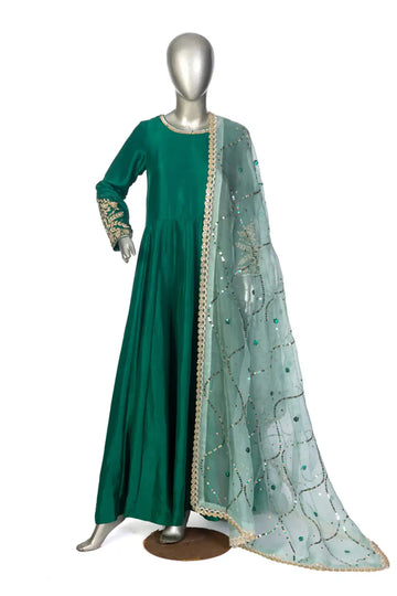 Dilkashi – Handcrafted Raw Silk Anarkali Dress for USA and UK Customers