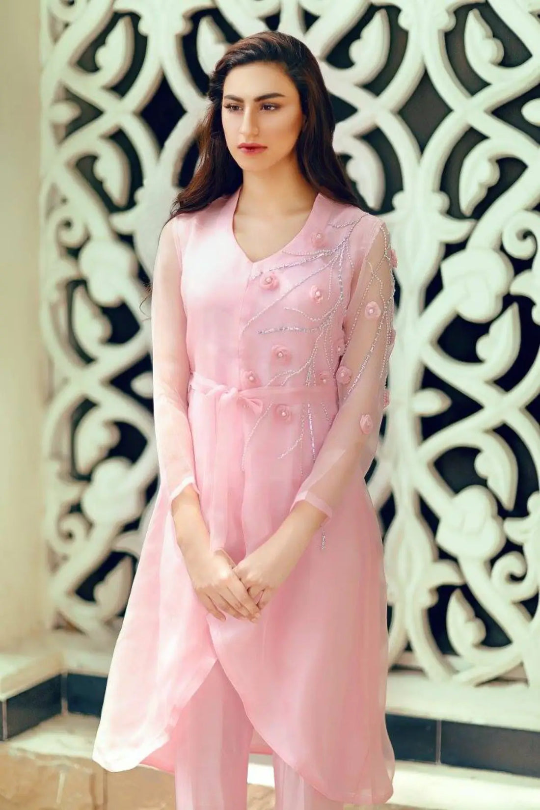 Dusty Rose- Trendy Pakistani Organza Outfit