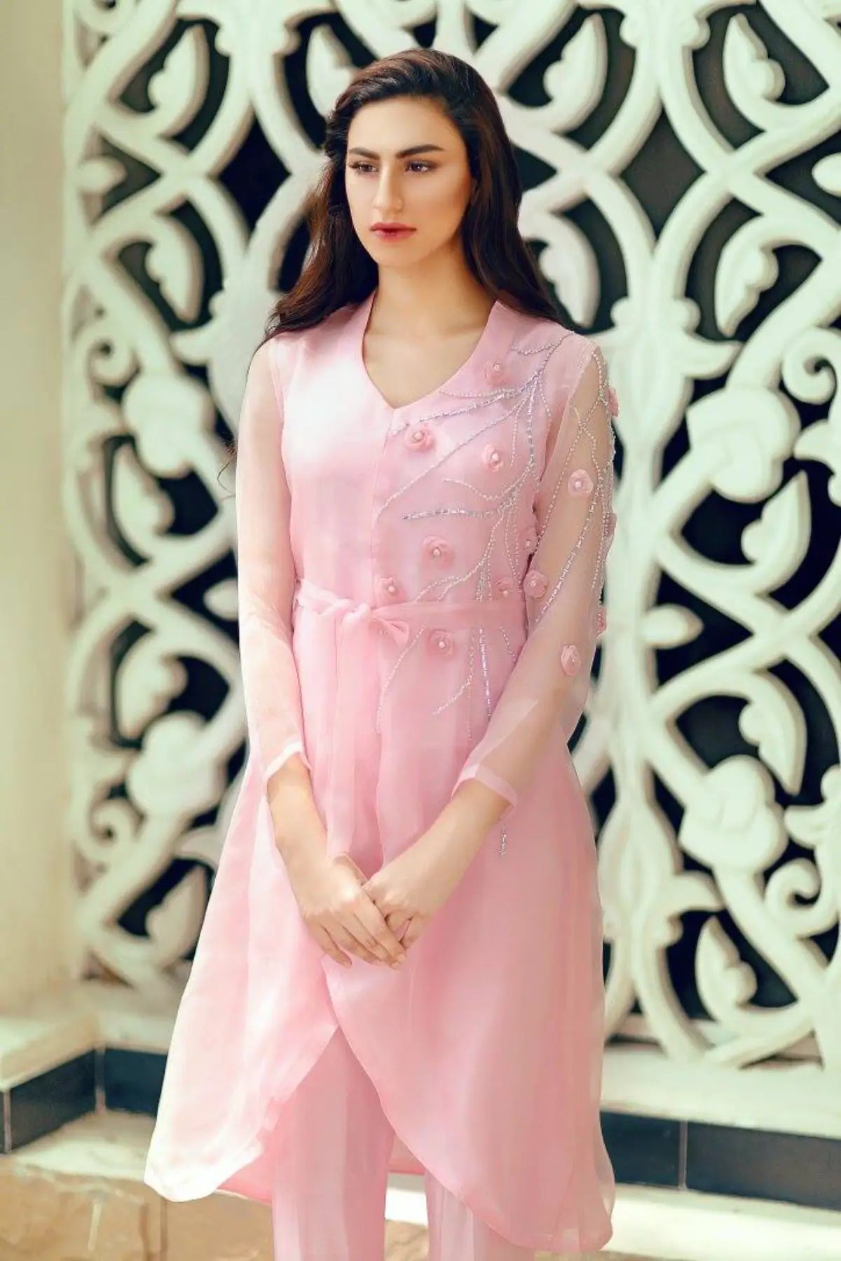 Dusty Rose- Trendy Pakistani Organza Outfit