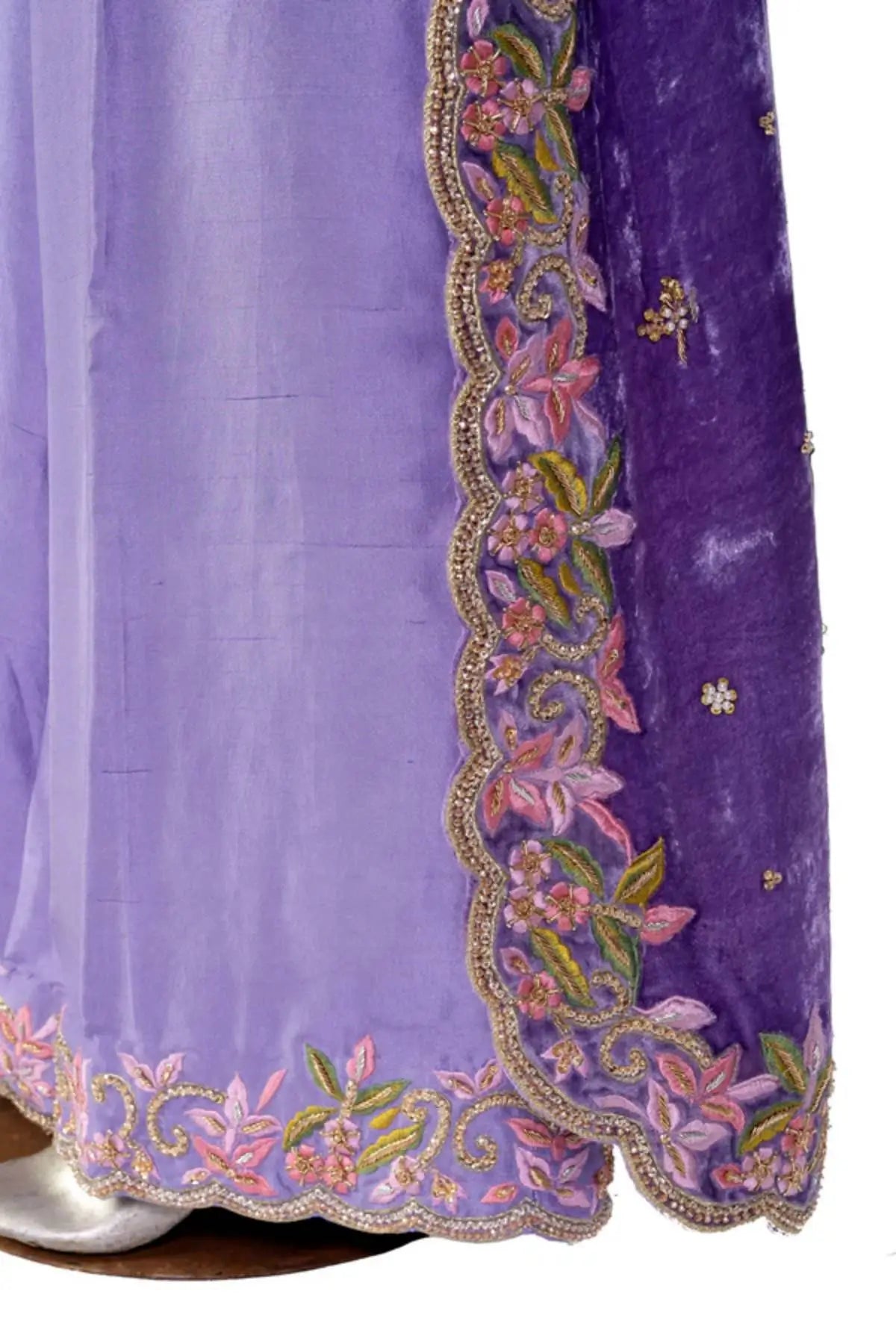 Elysian-Designer velvet wedding outfit with fine craftsmanship