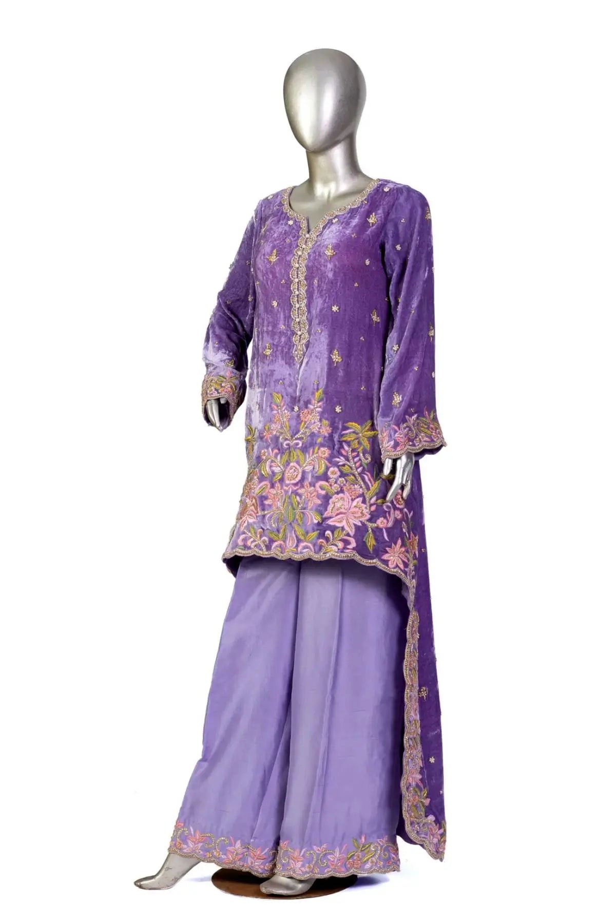 Elysian-Designer velvet wedding outfit with fine craftsmanship