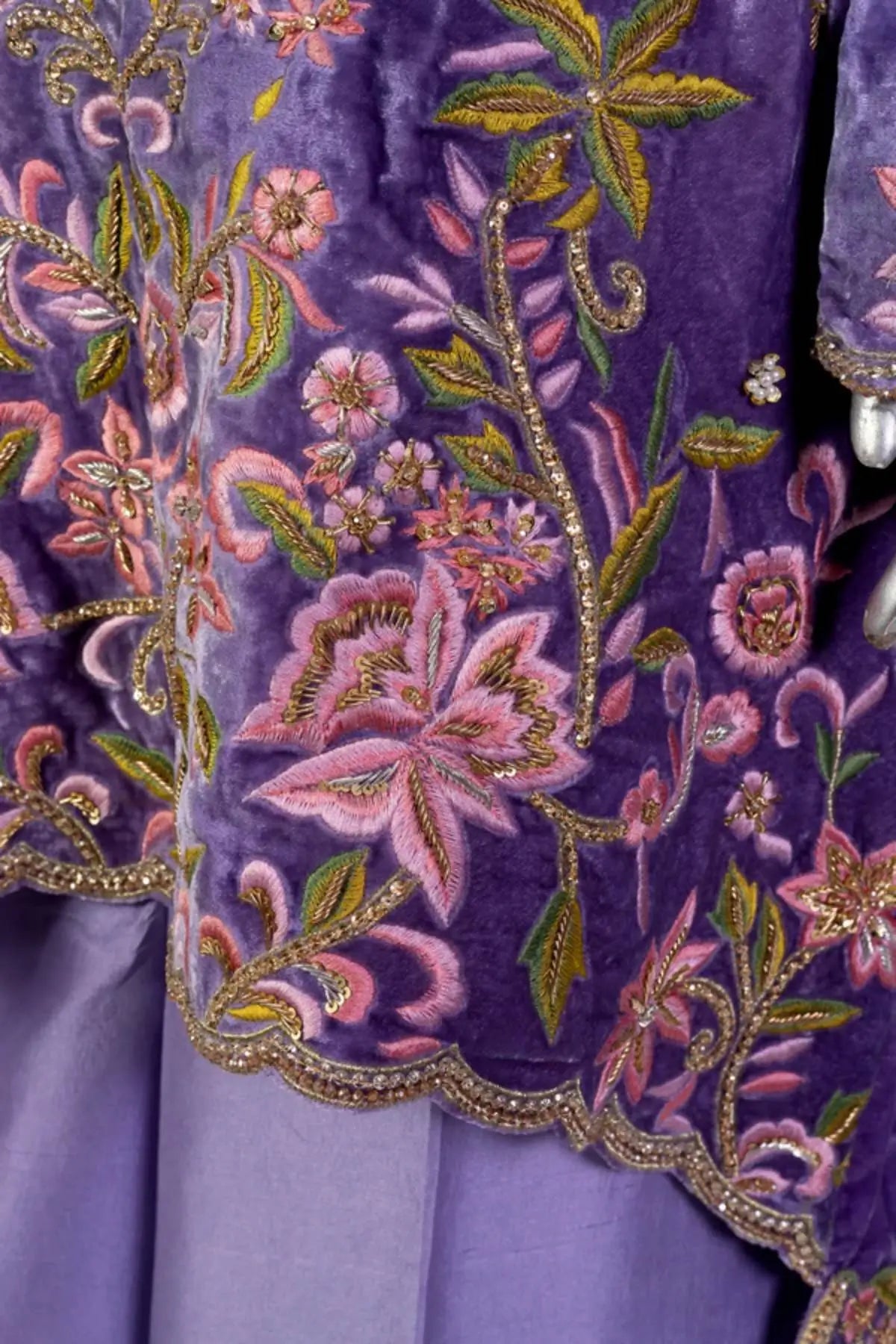 Elysian-Designer velvet wedding outfit with fine craftsmanship