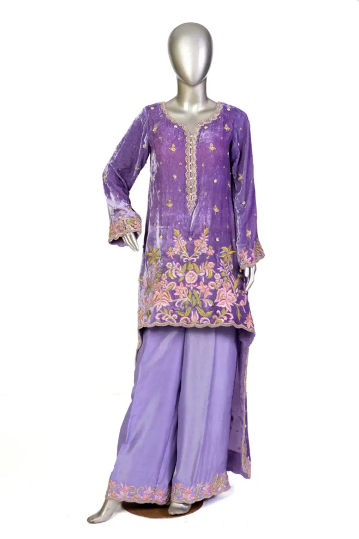 Elysian-Designer velvet wedding outfit with fine craftsmanship