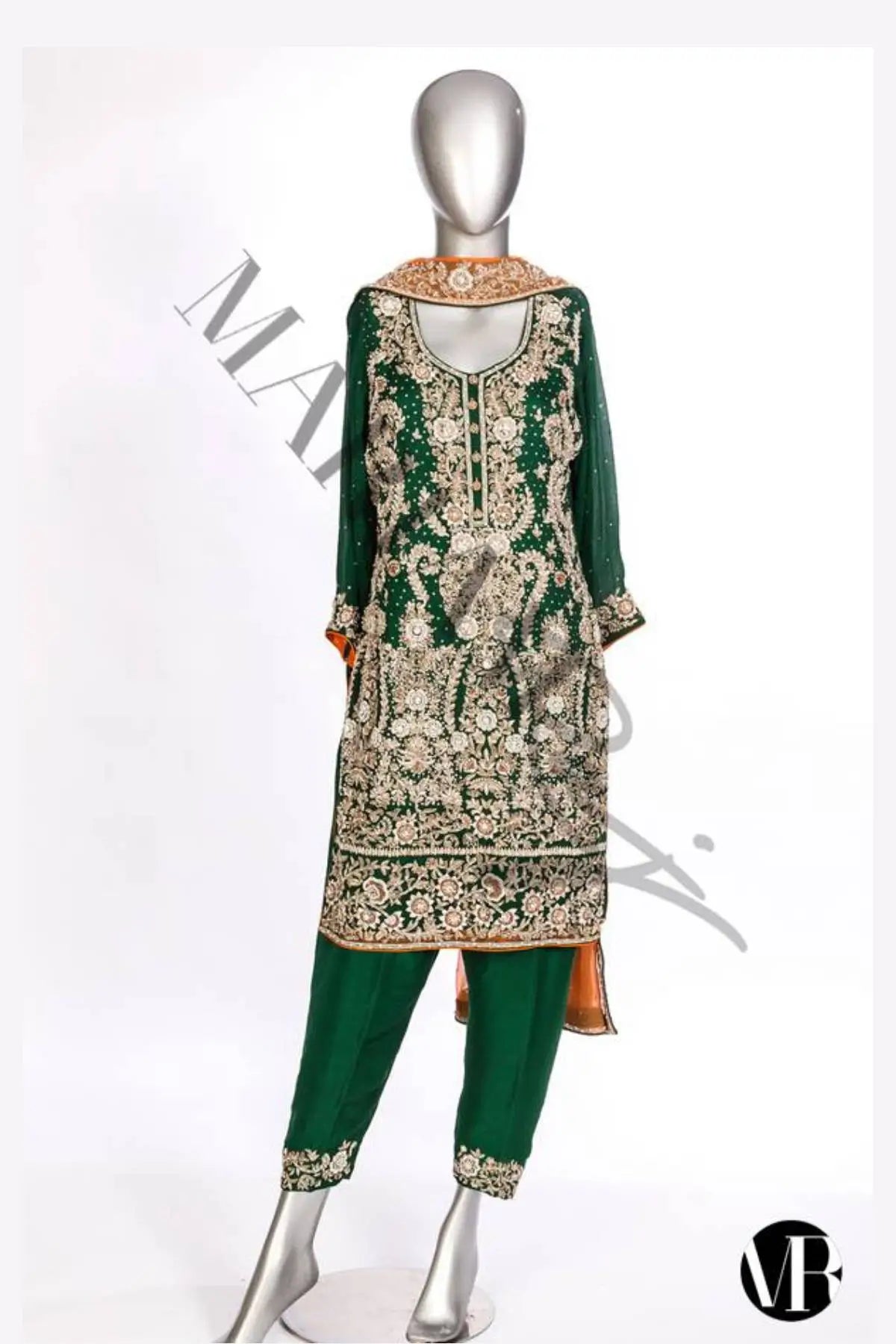 Emerald- Pakistani Designer Formal Mehndi Outfit