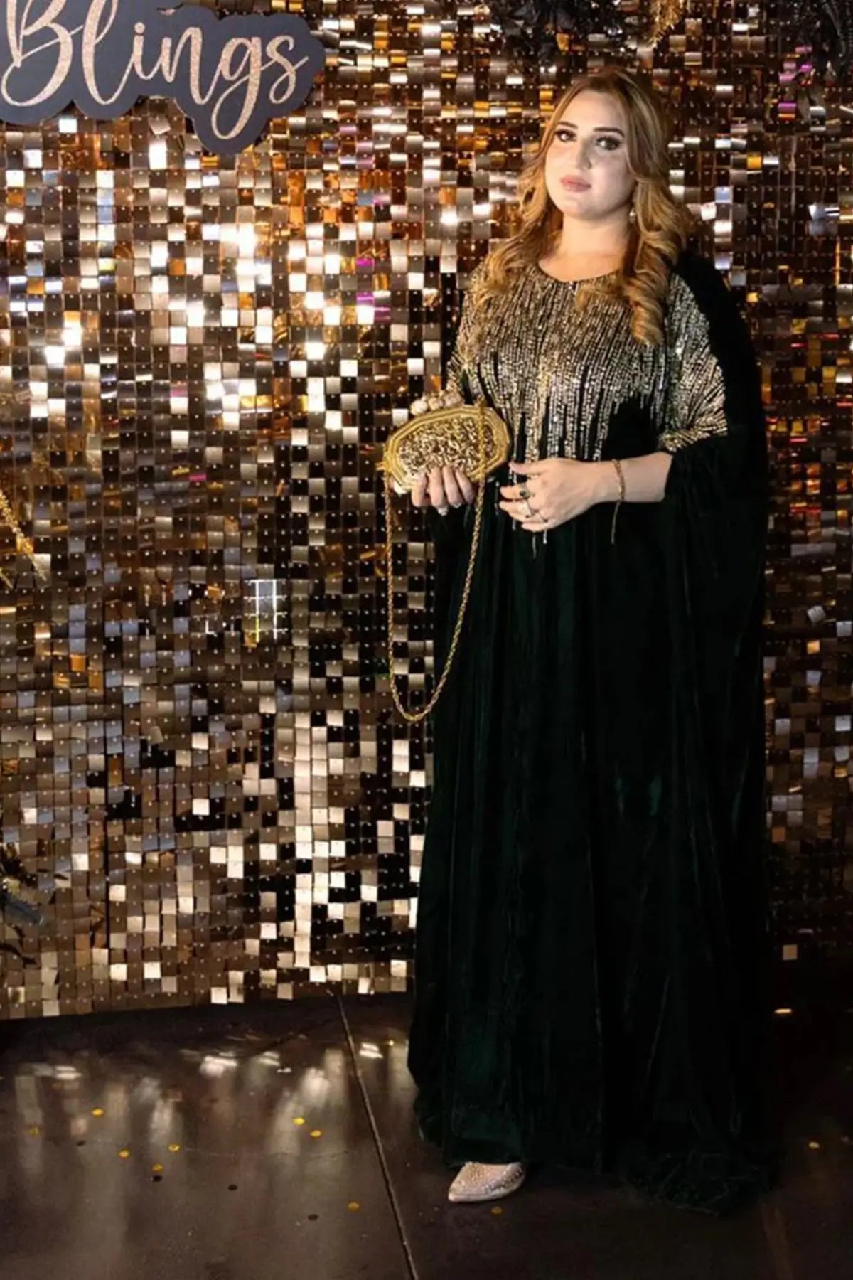 Emerald Enchantment- Designer Emerald Green Velvet kaftan for Festive Wear