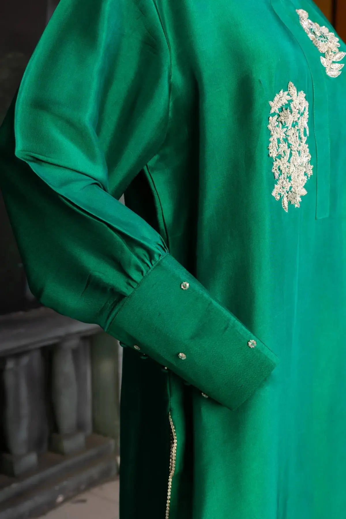 Emerald Moonlight- Elegance Formal Wear Embroidered Dress