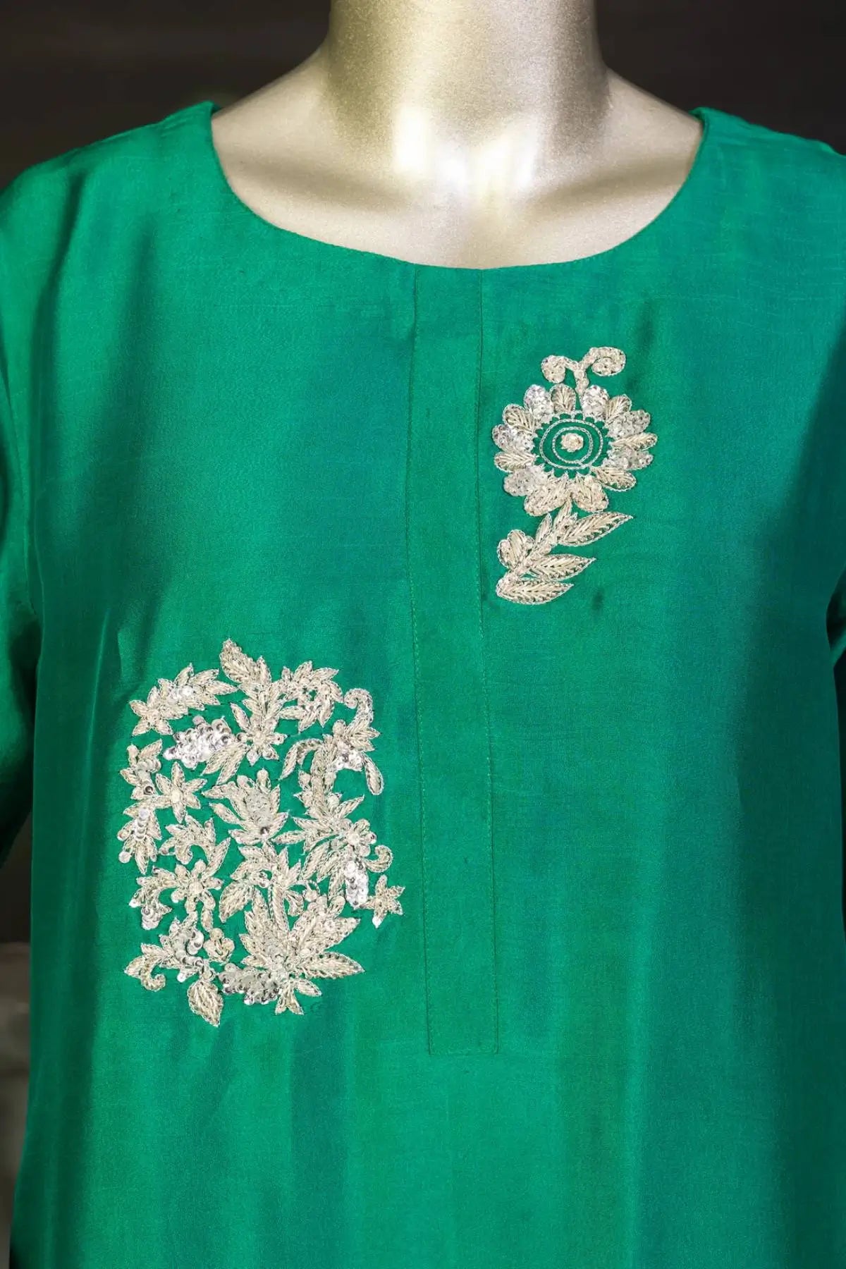 Emerald Moonlight- Elegance Formal Wear Embroidered Dress