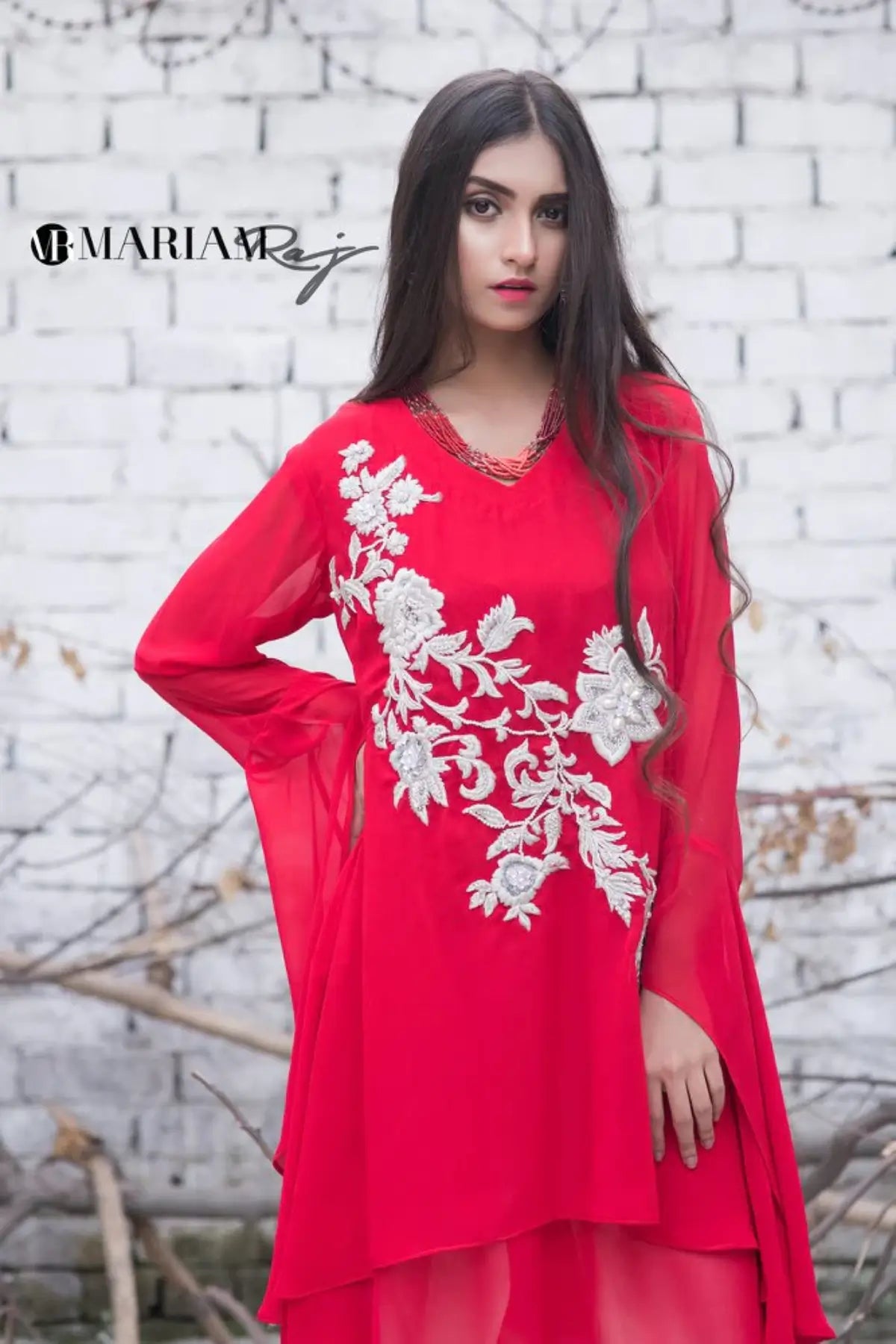Fiery Charm-Pakistani Embroidered Outfit