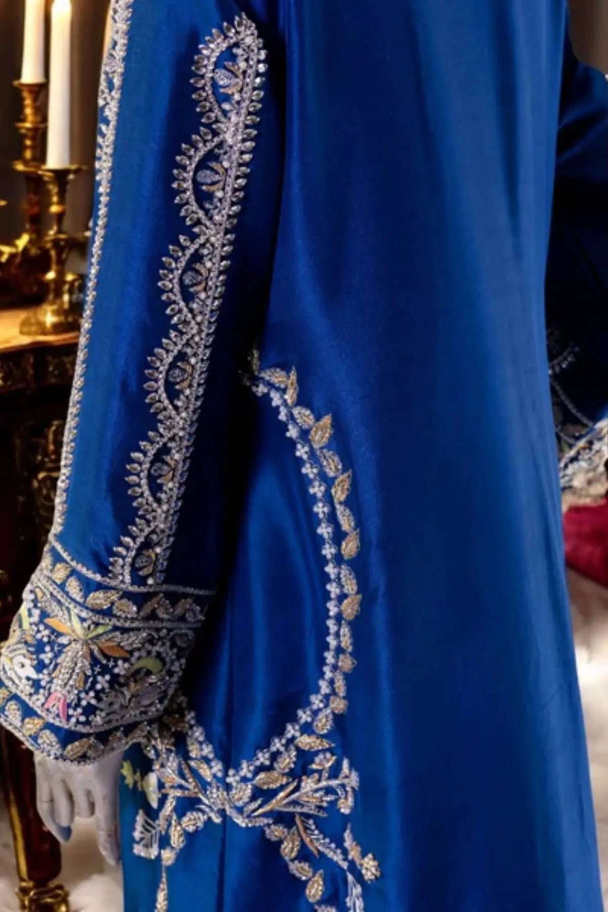 Suroor- Pakistani Luxury Party Wear Blue Jacket