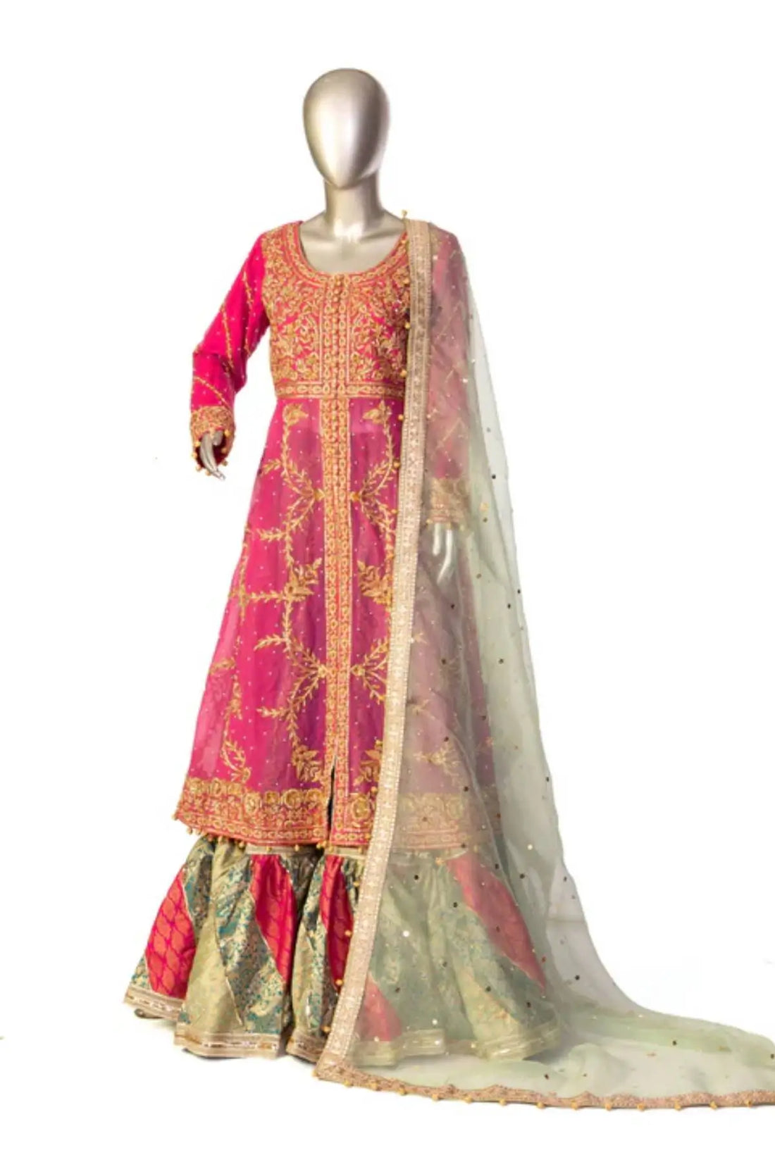 Fushia- Beautiful Hand Embellished Gharara Suit
