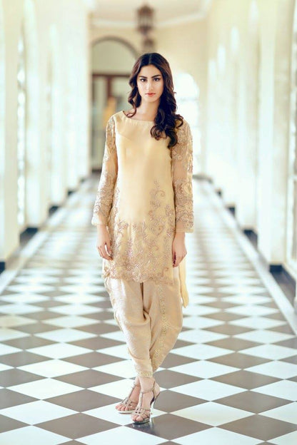 Goldie Locks- Latest Net Organza Hand Embellished Shirt with Tulip Pants