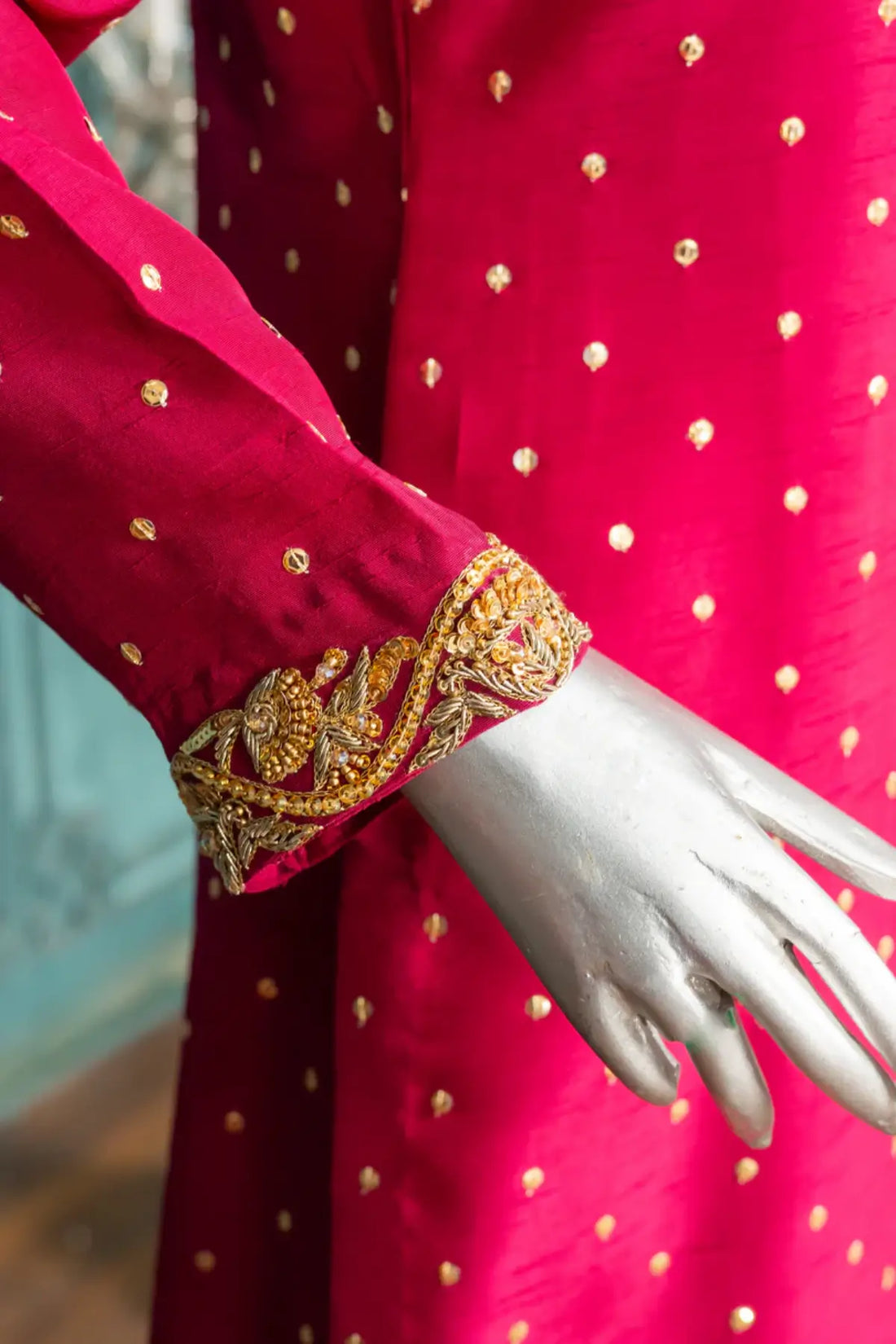 Gulaab- Red and Gold Traditional Pakistani Shalwar Suit
