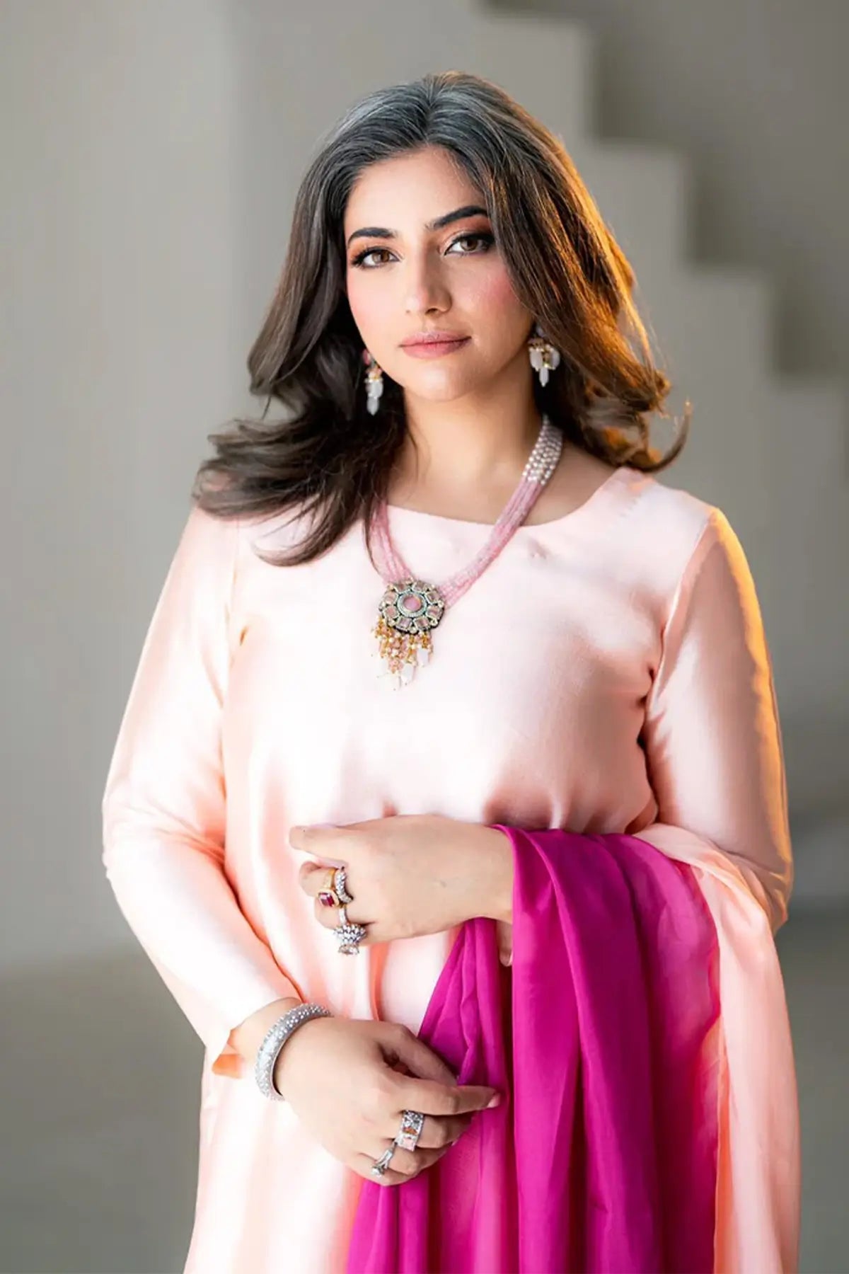 Gulrosh- Handcrafted Peach Frshishlwar Ensemble for Evening Events