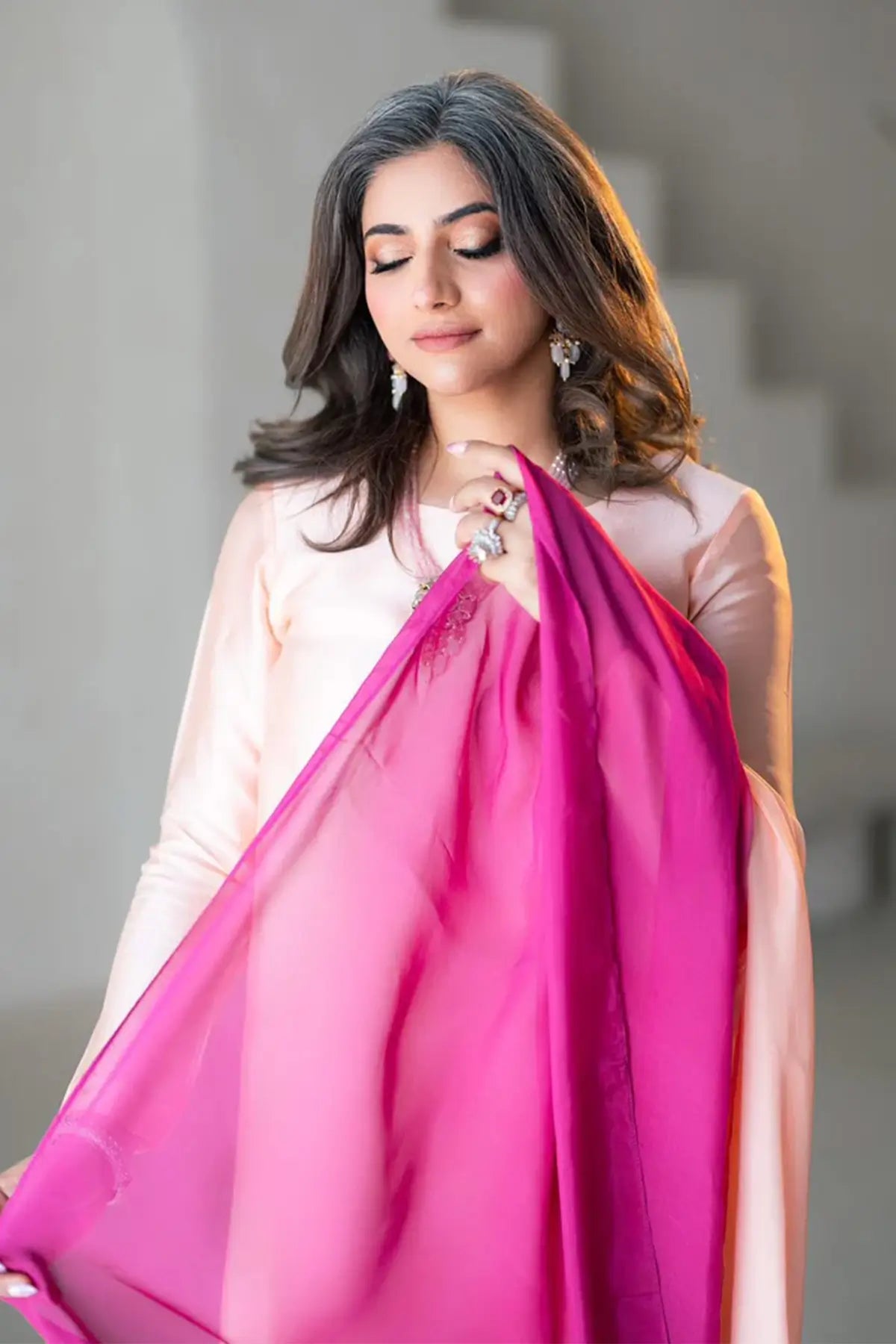 Gulrosh- Handcrafted Peach Frshishlwar Ensemble for Evening Events