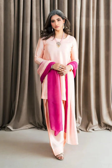 Gulrosh- Handcrafted Peach Frshishlwar Ensemble for Evening Events