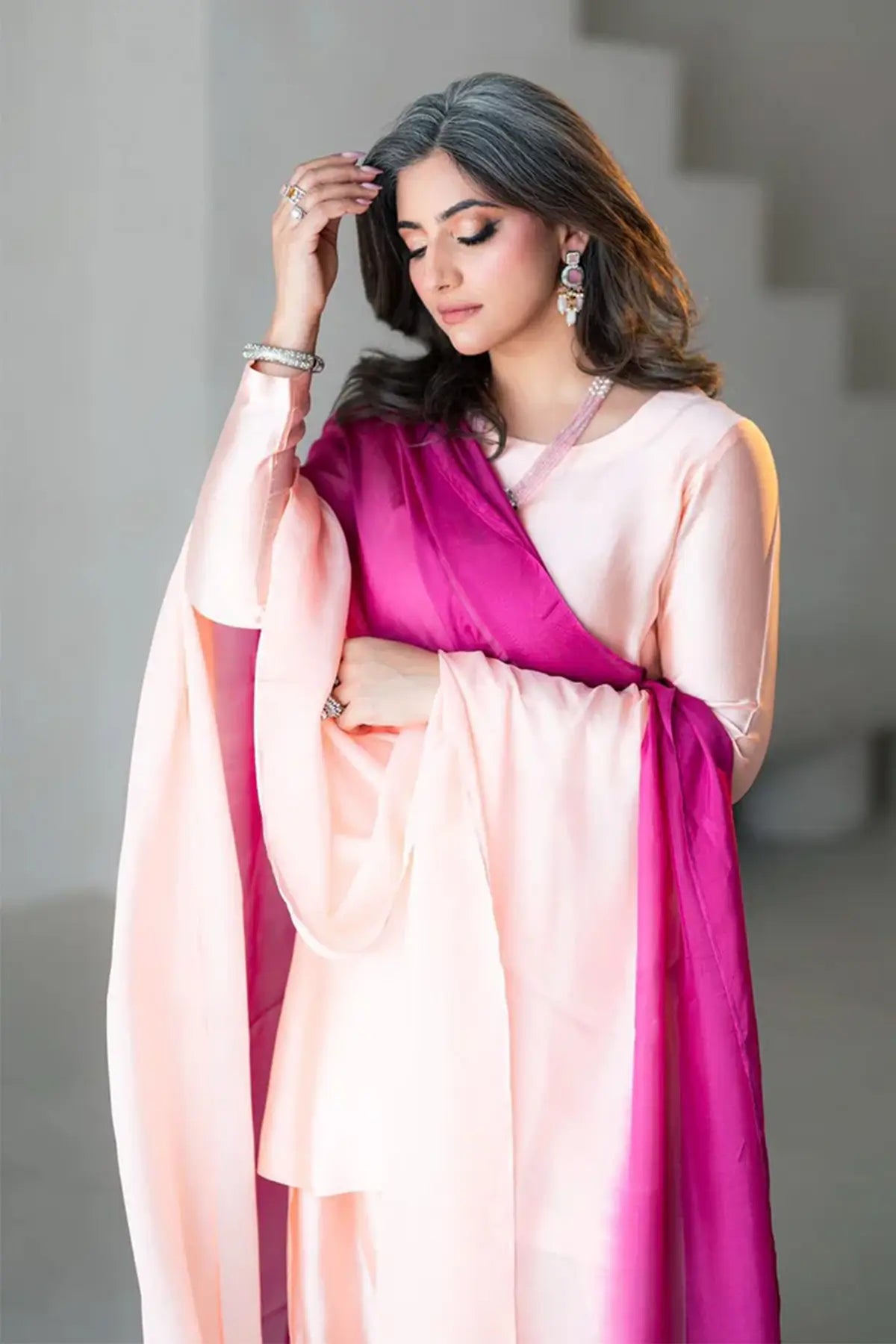 Gulrosh- Handcrafted Peach Frshishlwar Ensemble for Evening Events