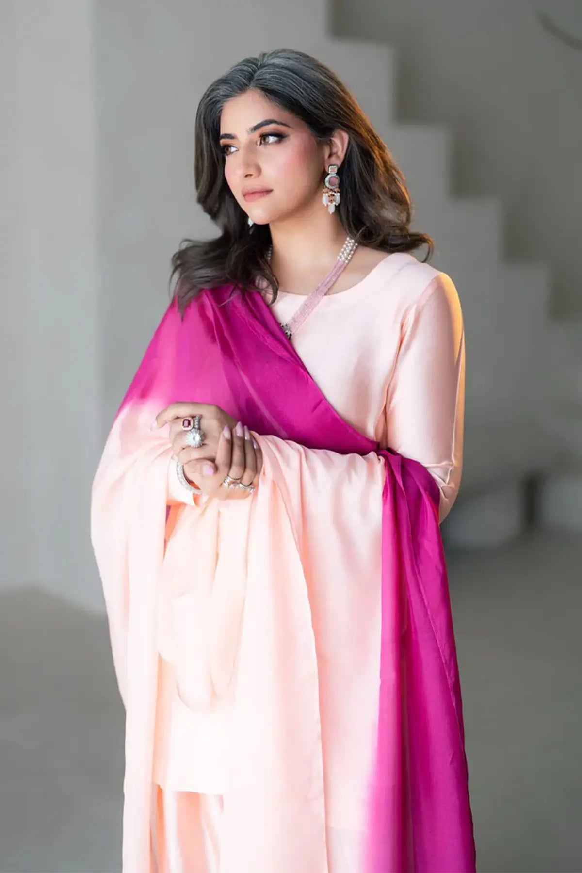 Gulrosh- Handcrafted Peach Frshishlwar Ensemble for Evening Events