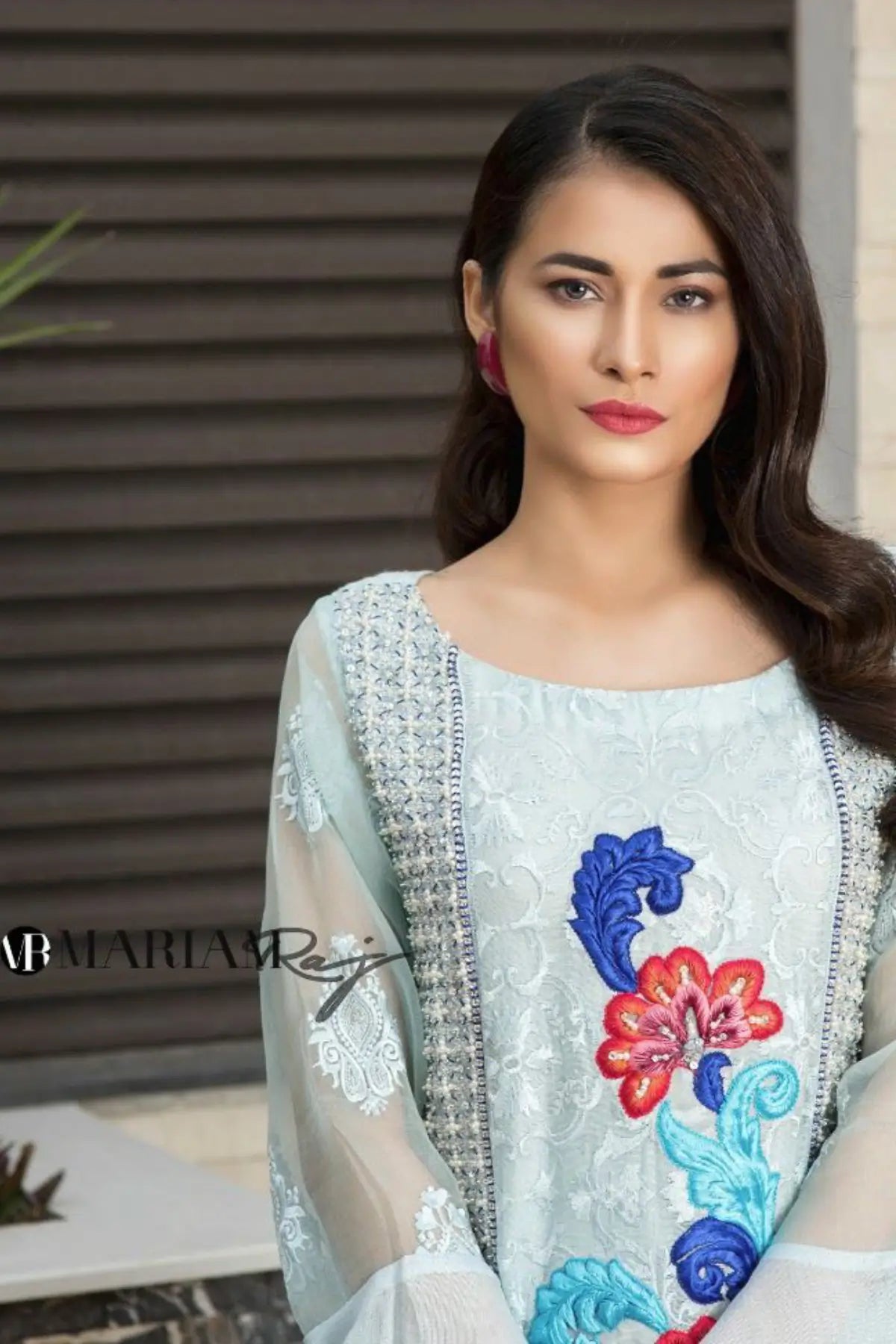 ILana- Latest Ice-Blue Designer Embroidered Shalwar Kameez
