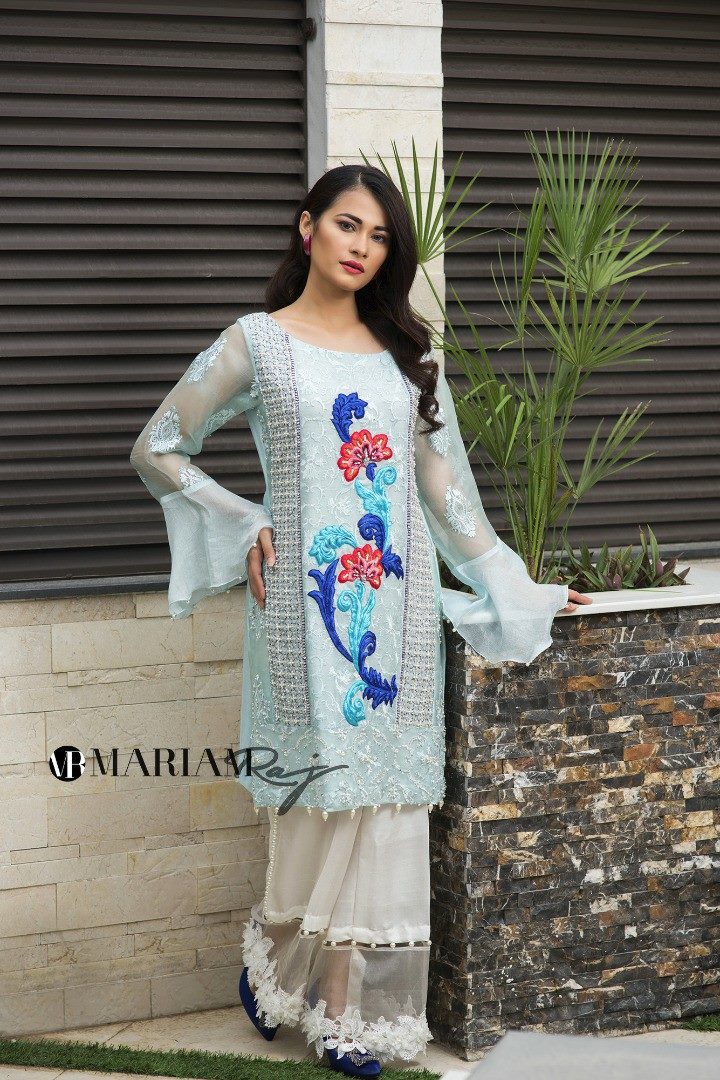 ILana- Latest Ice-Blue Designer Embroidered Shalwar Kameez