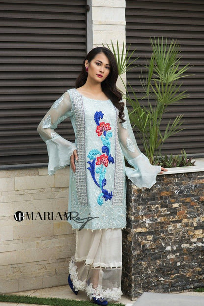 ILana- Latest Ice-Blue Designer Embroidered Shalwar Kameez