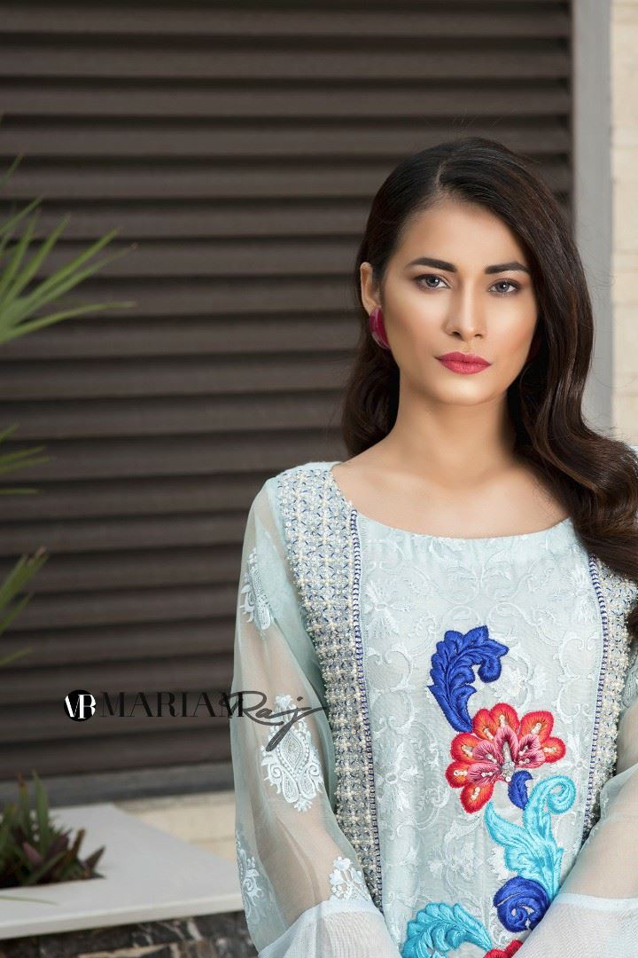 ILana- Latest Ice-Blue Designer Embroidered Shalwar Kameez