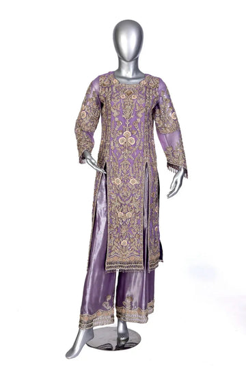 Isleen – Festive Lilac Formal Wear with Resham Flowers Work for Weddings